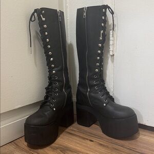 Current Mood Black Platform Lace-Up Boots